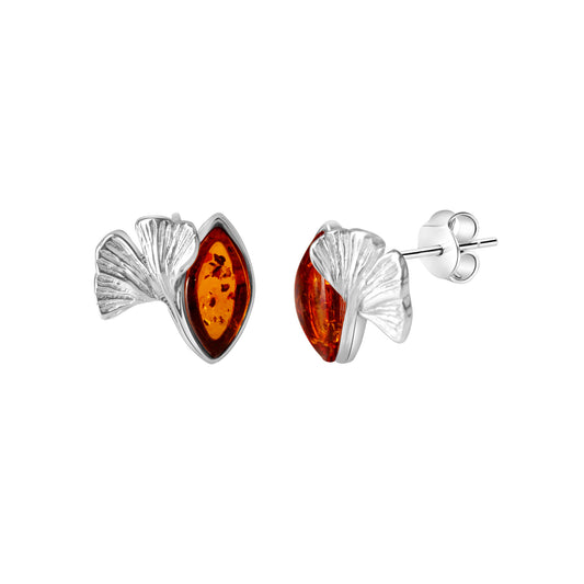 Ohrstecker 925/- Sterling Silber rhodiniert 1,9cm Bernstein