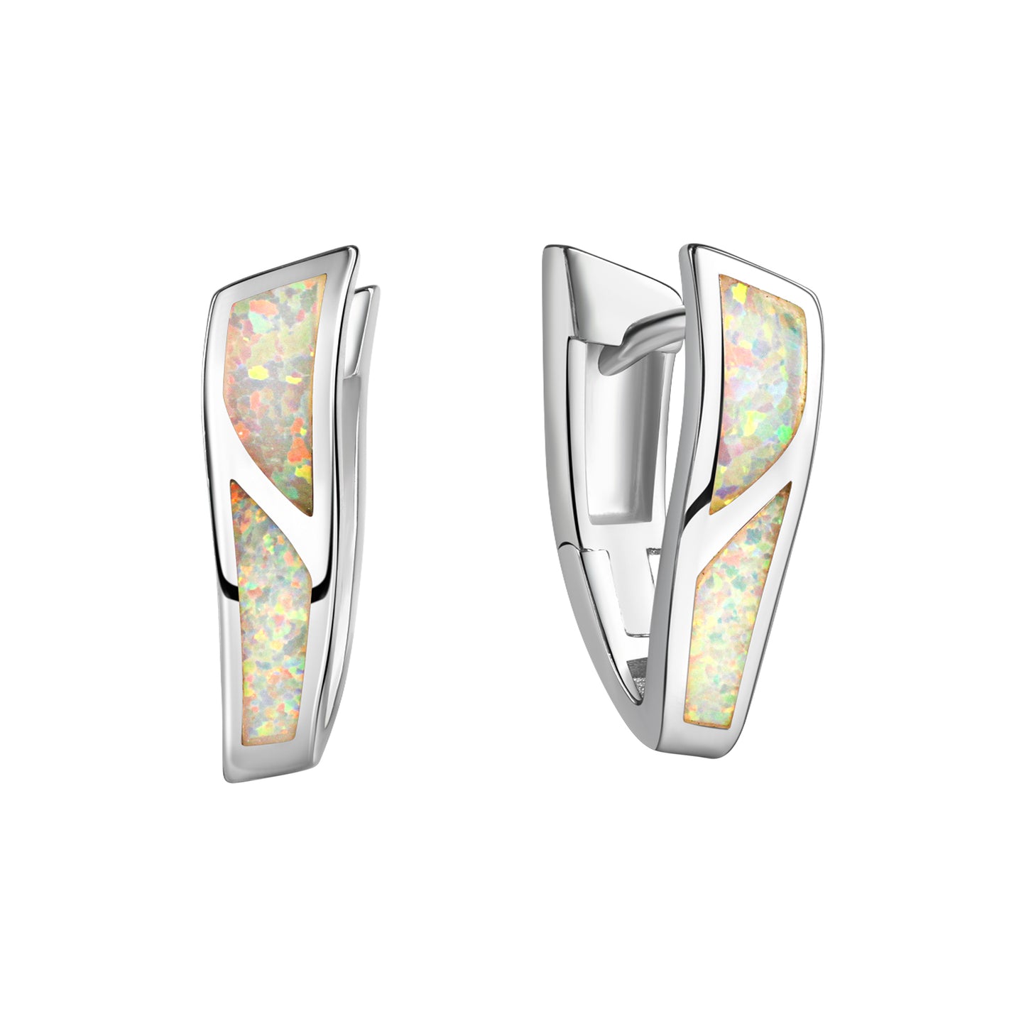 Klappcreolen 925/- Sterling Silber rhodiniert 1,8cm synth. Opal