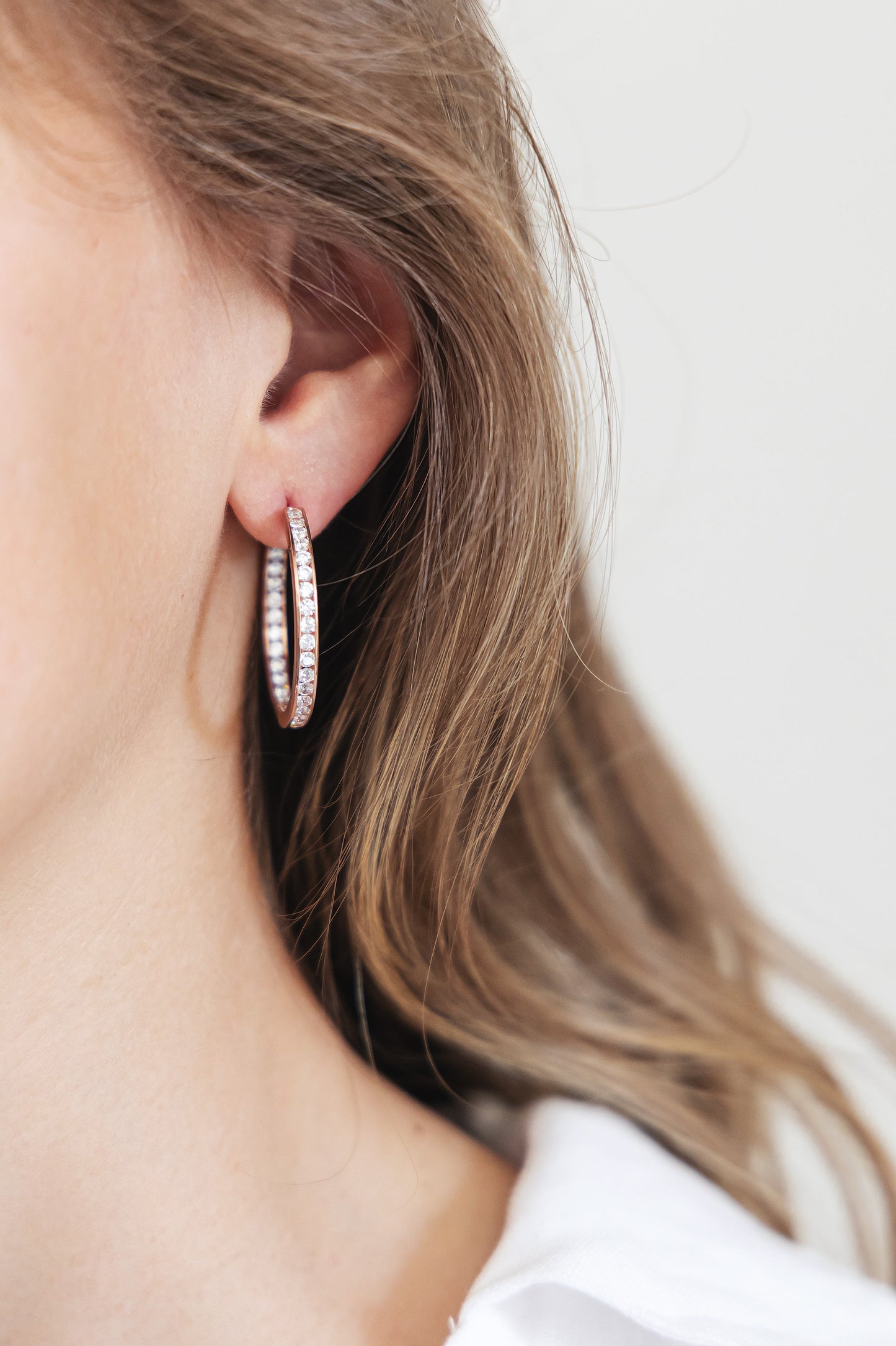 Ohrring 925/- Sterling Silber rotvergoldet 3,2cm Zirkonia