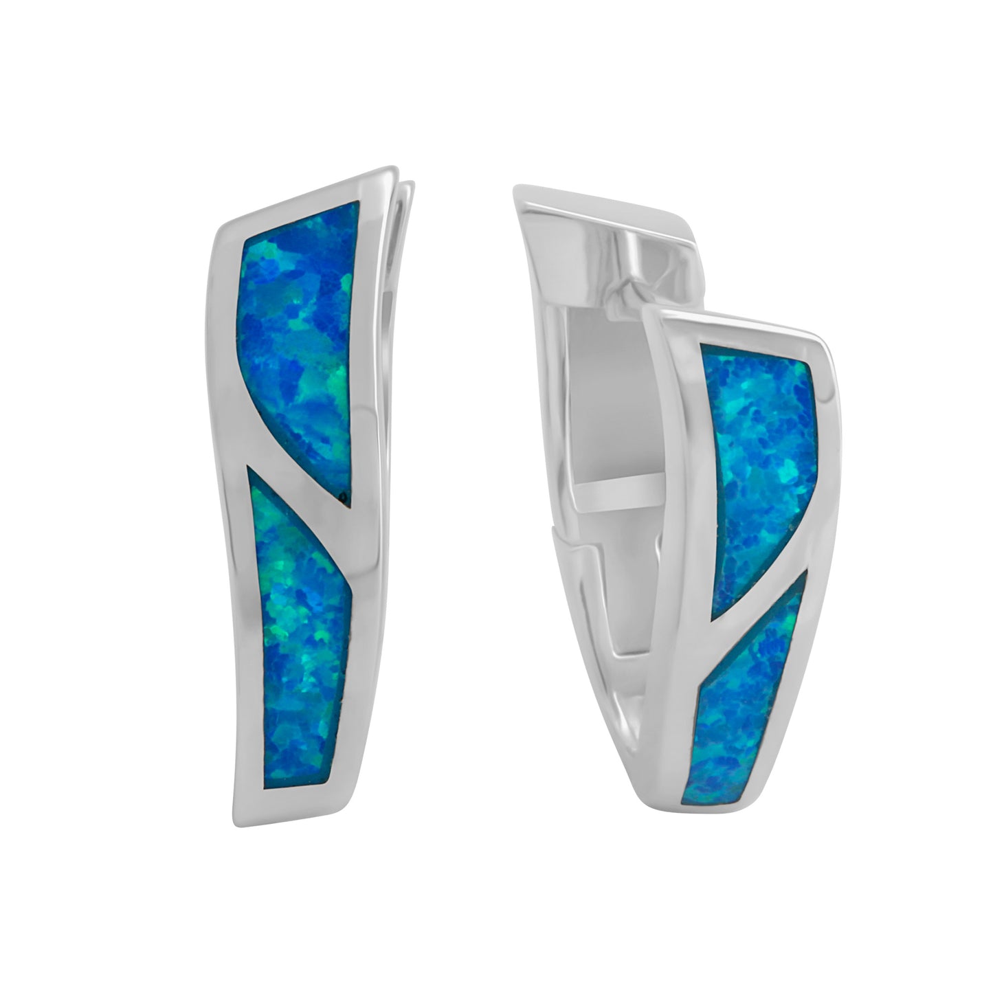 Klappcreolen 925/- Sterling Silber rhodiniert 1,8cm synth. Opal