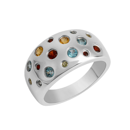 Ring 925/- Sterling Silber rhodiniert Blautopas beh.