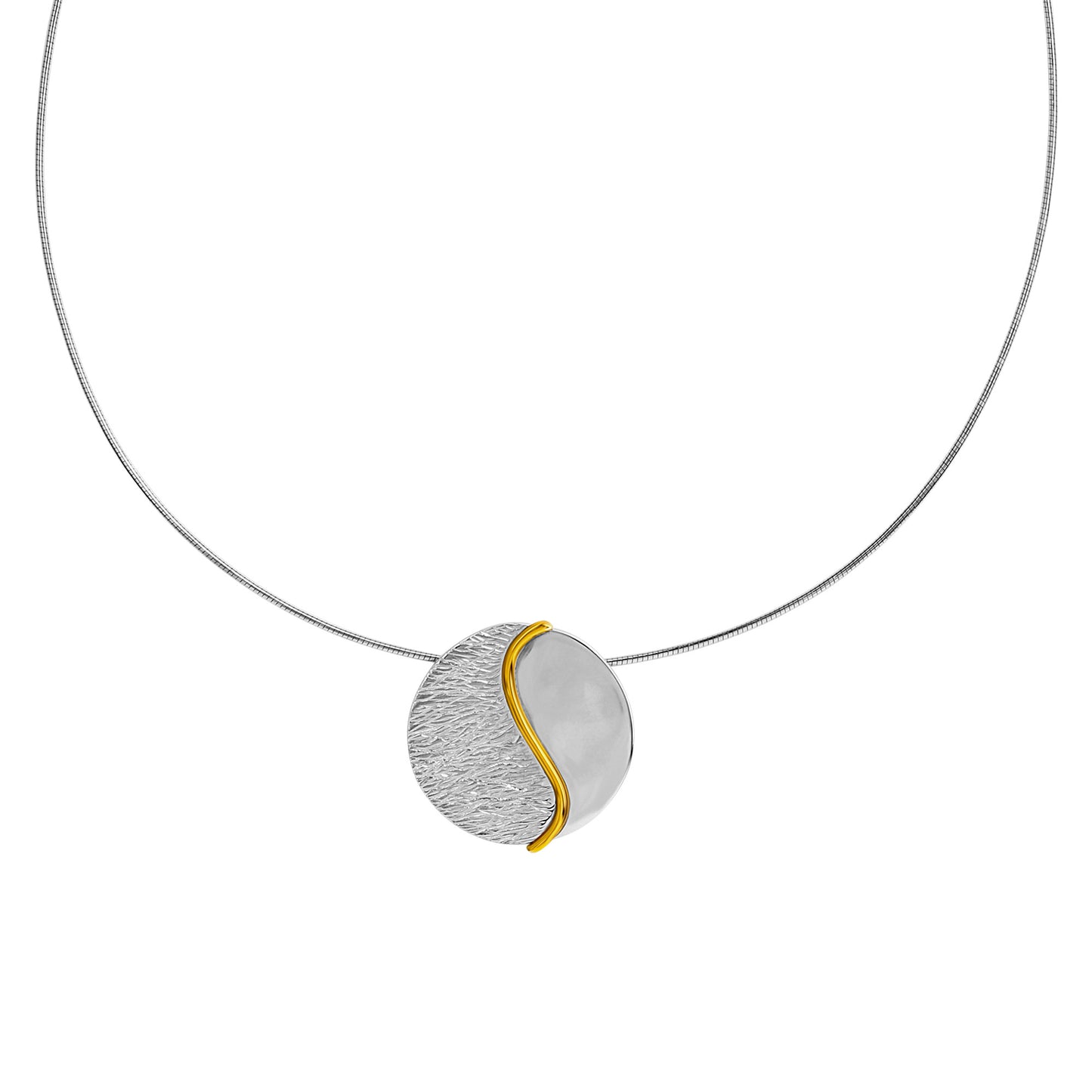 Collier Omegareifen/Kette 925/- Sterling Silber rhodiniert/vergoldet 45cm