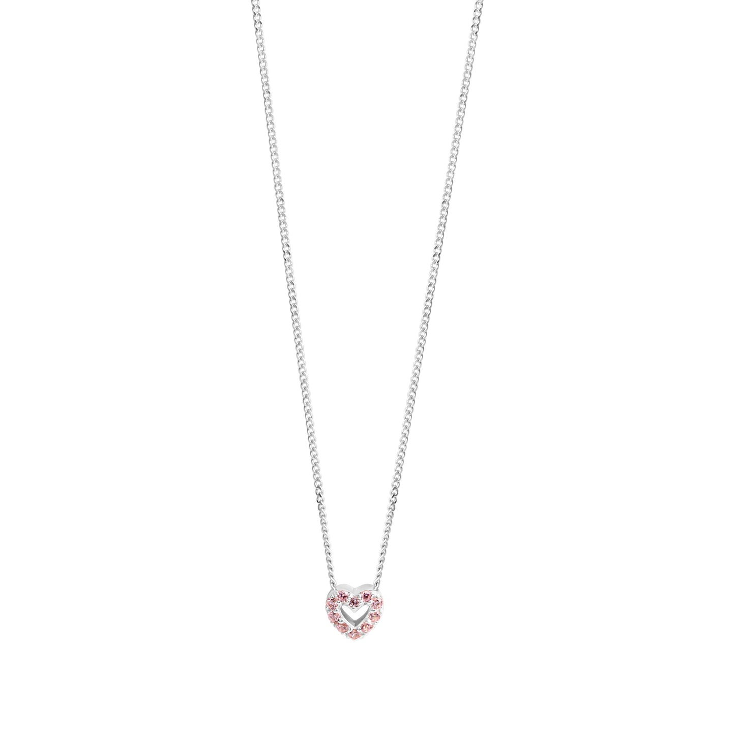 Anhänger mit Kette Flachpanzerkette 925/- Sterling Silber 38,0cm Zirkonia
