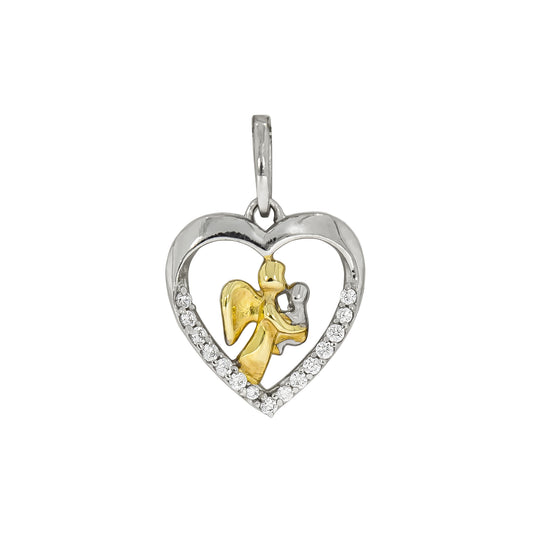 Anhänger 925/- Sterling Silber vergoldet (teil) 2,2cm Zirkonia