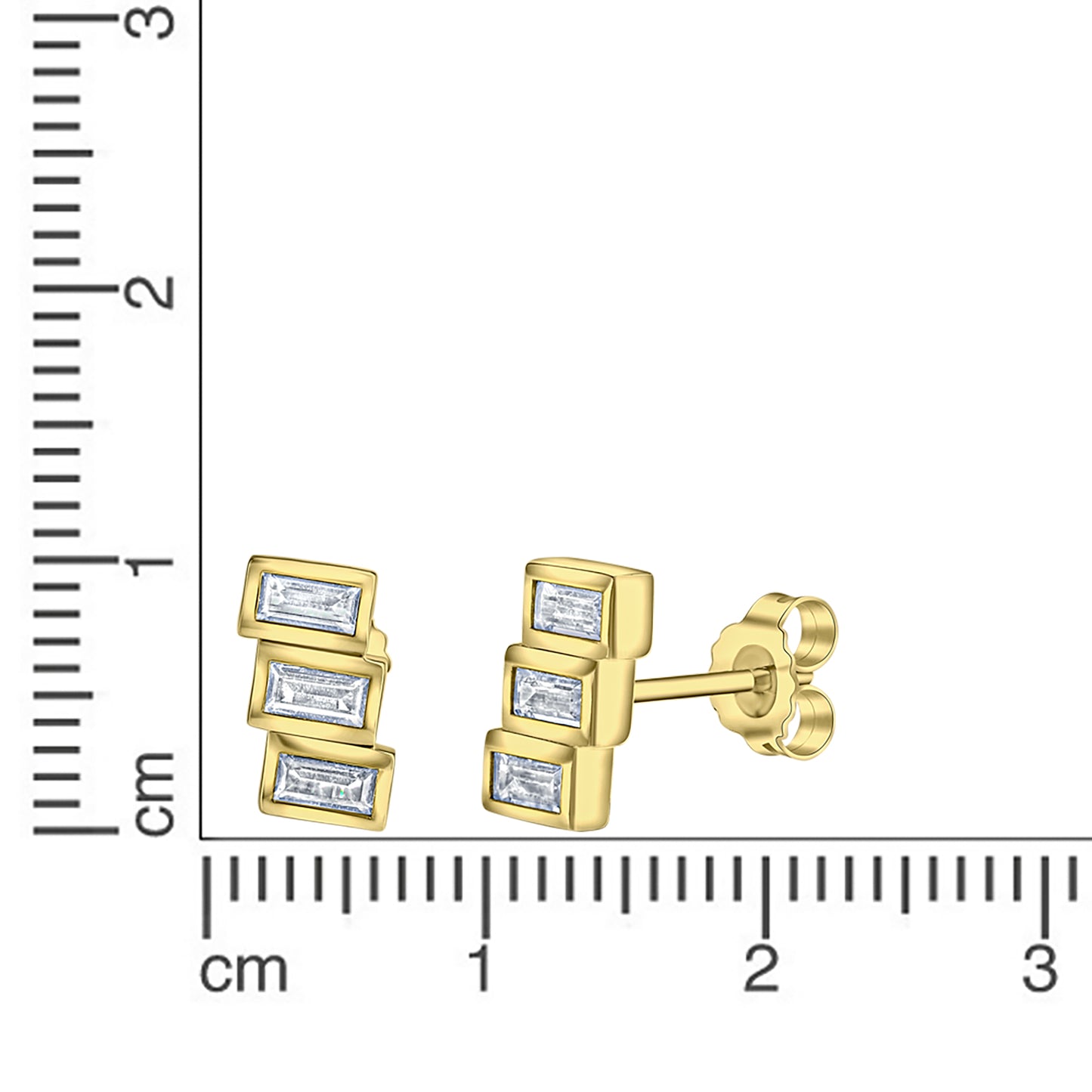 Ohrstecker 925/- Sterling Silber vergoldet 1,0cm Zirkonia