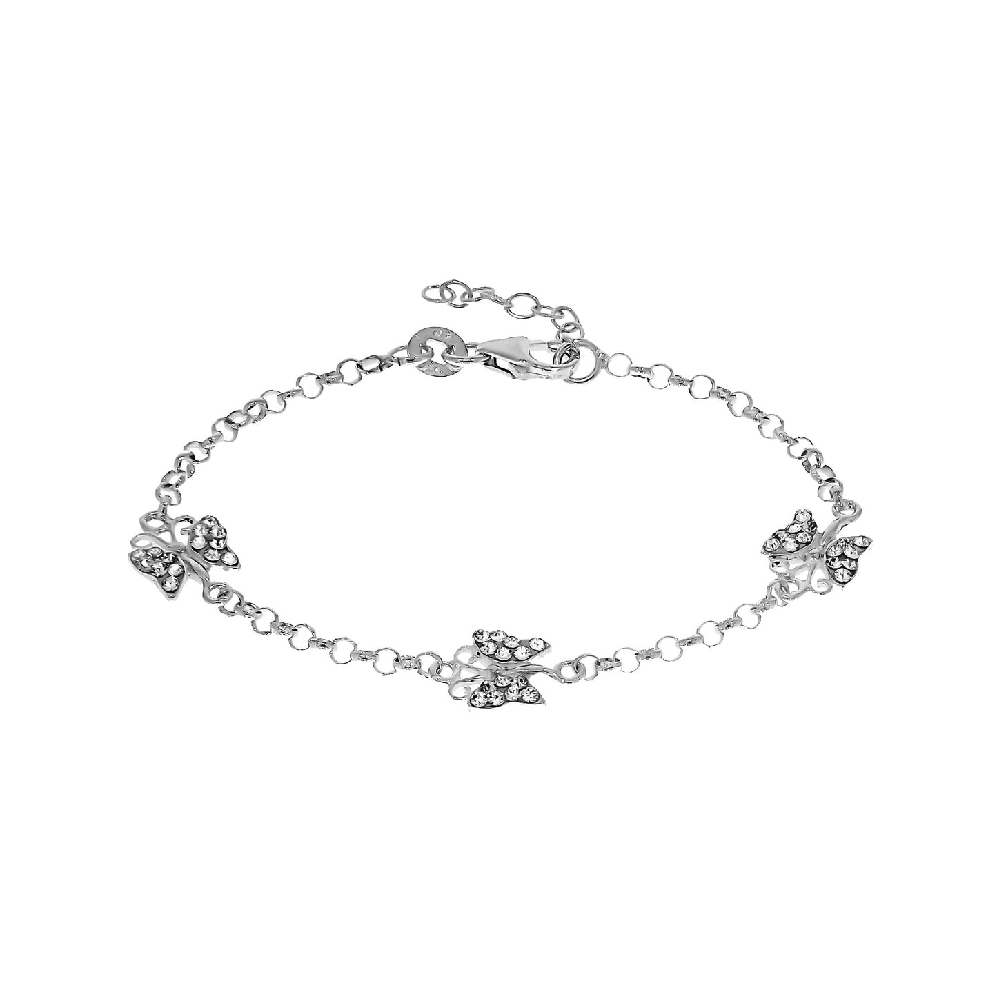 Armband Ankerkette 925/- Sterling Silber 16,0cm Kristall