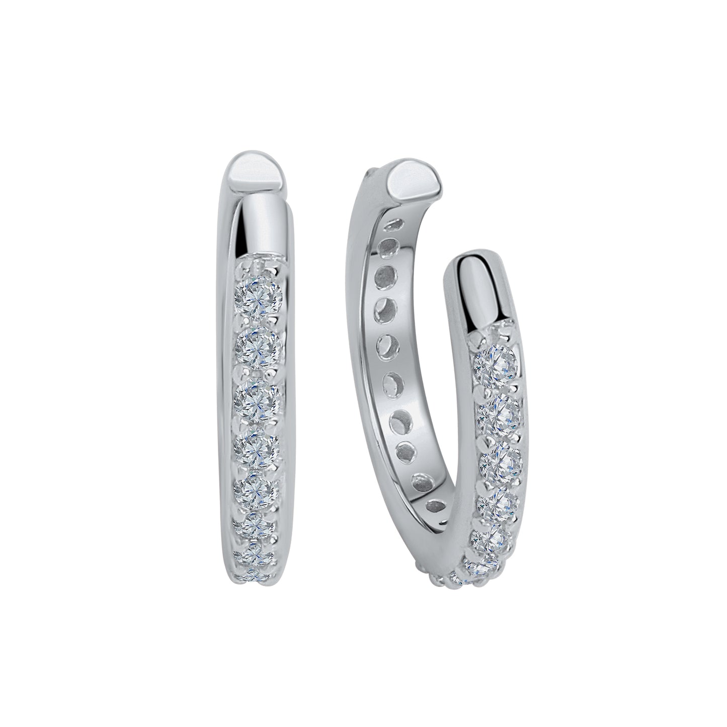 Ohrklemme 925/- Sterling Silber rhodiniert 1,2cm Zirkonia