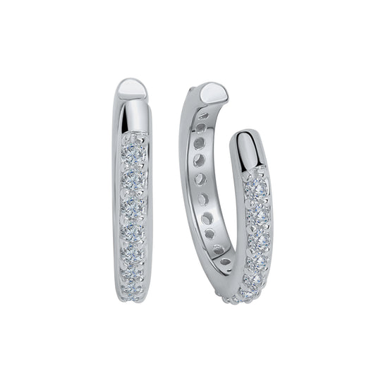 Ohrklemme 925/- Sterling Silber rhodiniert 1,2cm Zirkonia