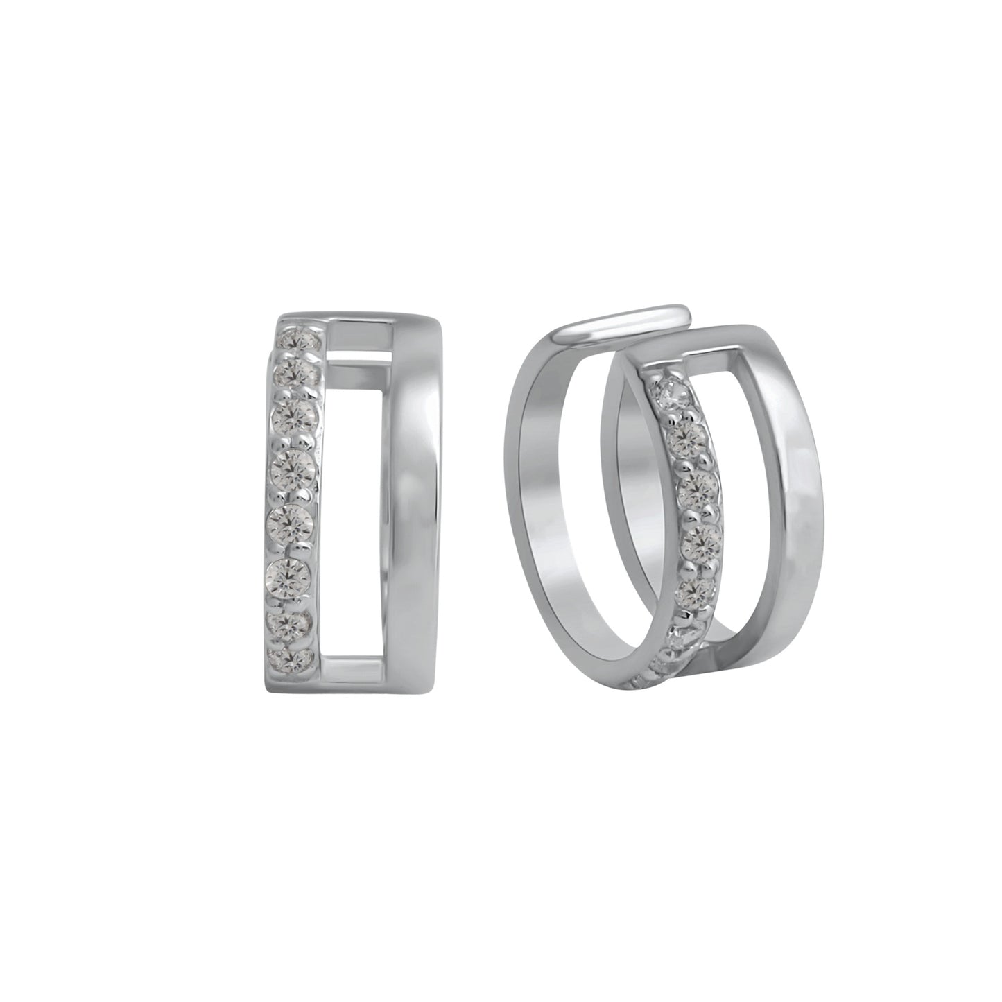 Ohrklemme 925/- Sterling Silber rhodiniert 1,0cm Zirkonia