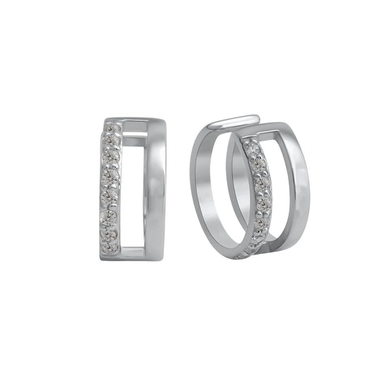 Ohrklemme 925/- Sterling Silber rhodiniert 1,0cm Zirkonia