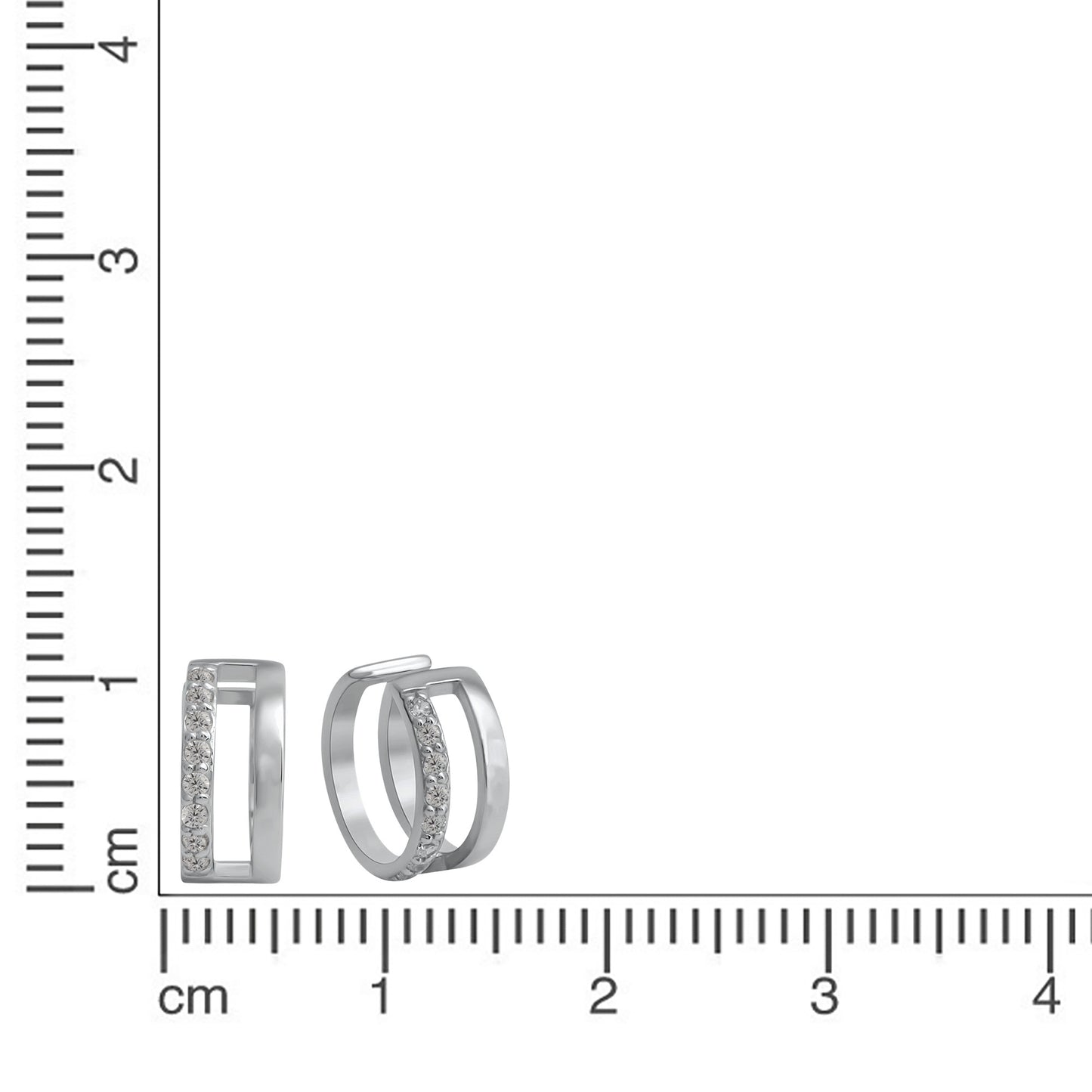 Ohrklemme 925/- Sterling Silber rhodiniert 1,0cm Zirkonia