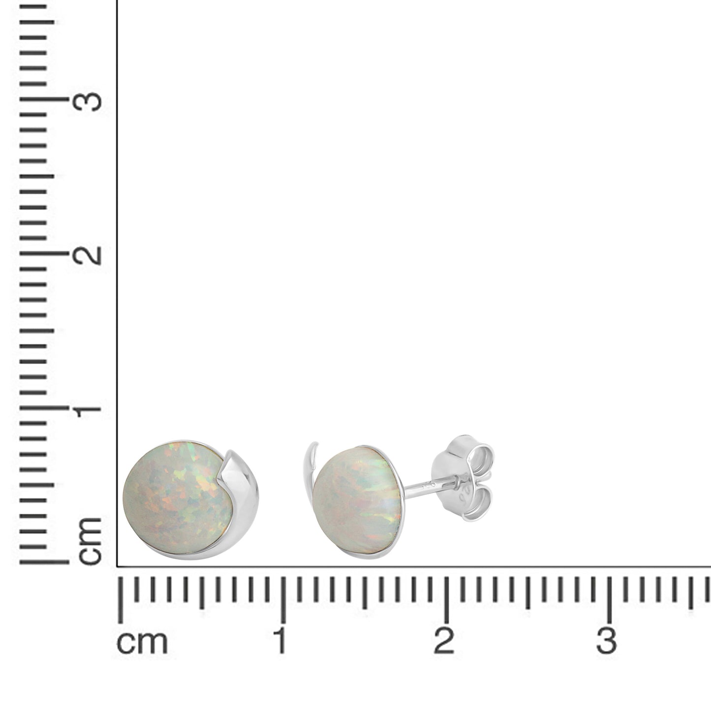 Ohrstecker 925/- Sterling Silber rhodiniert 0,8cm imit.Opal