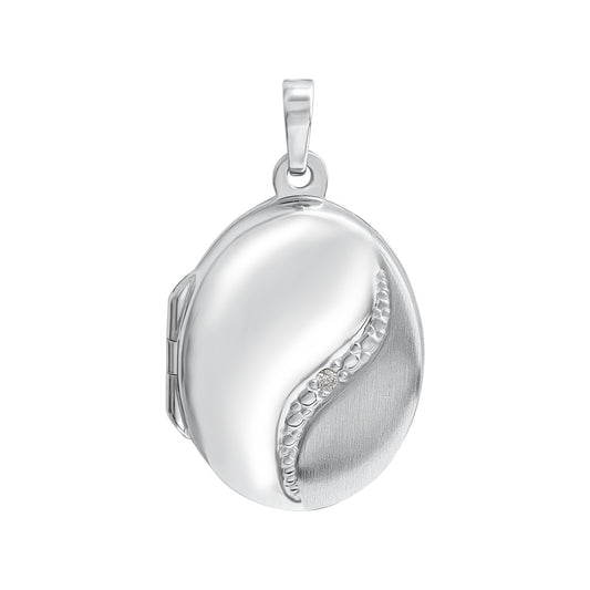 Medaillon 925/- Sterling Silber rhodiniert 2,9cm Zirkonia