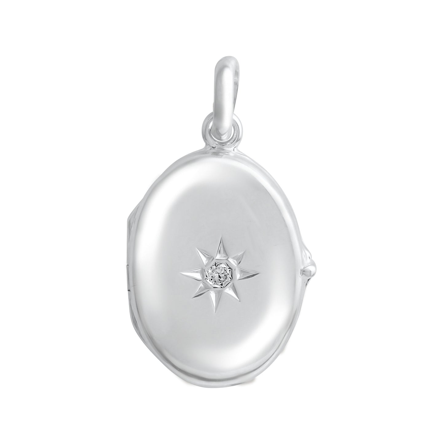 Medaillon 925/- Sterling Silber rhodiniert 3,1cm Zirkonia