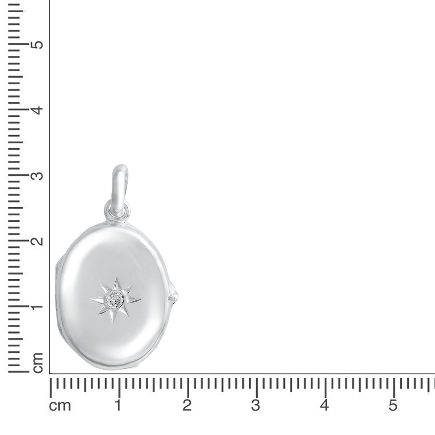 Medaillon 925/- Sterling Silber rhodiniert 3,1cm Zirkonia