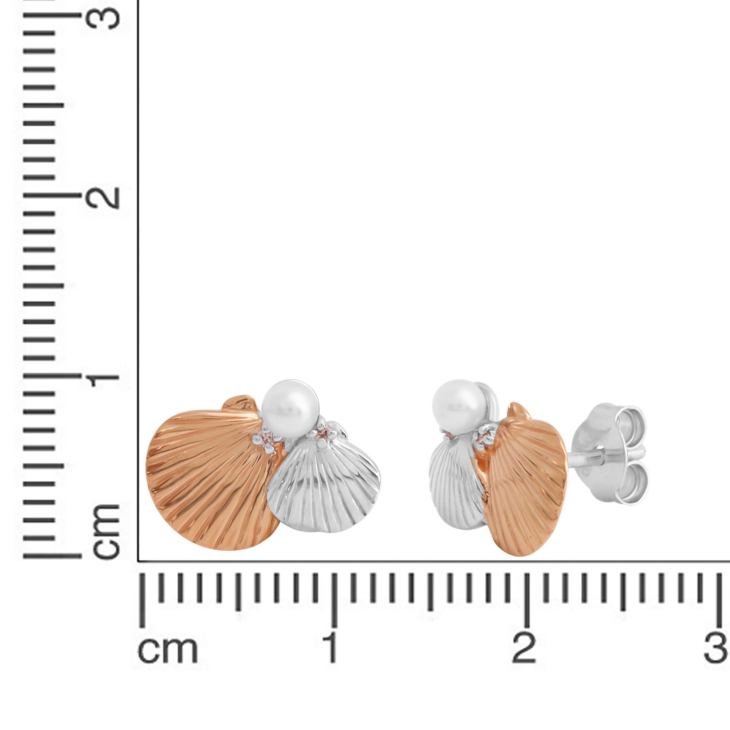 Ohrstecker 925/- Sterling Silber rotvergoldet (teil) 0,9cm Zirkonia