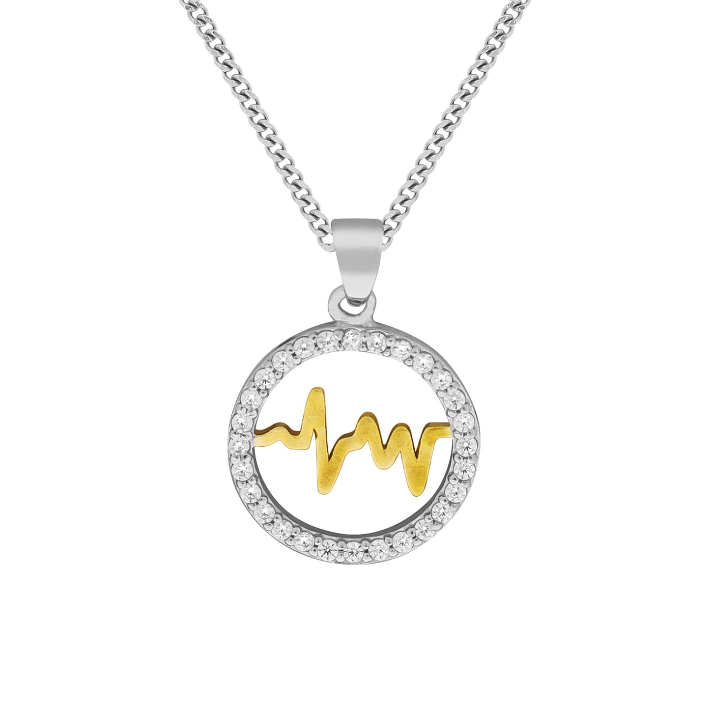 Anhänger mit Kette Panzerkette 925/- Sterling Silber rhodiniert 45cm Zirkonia