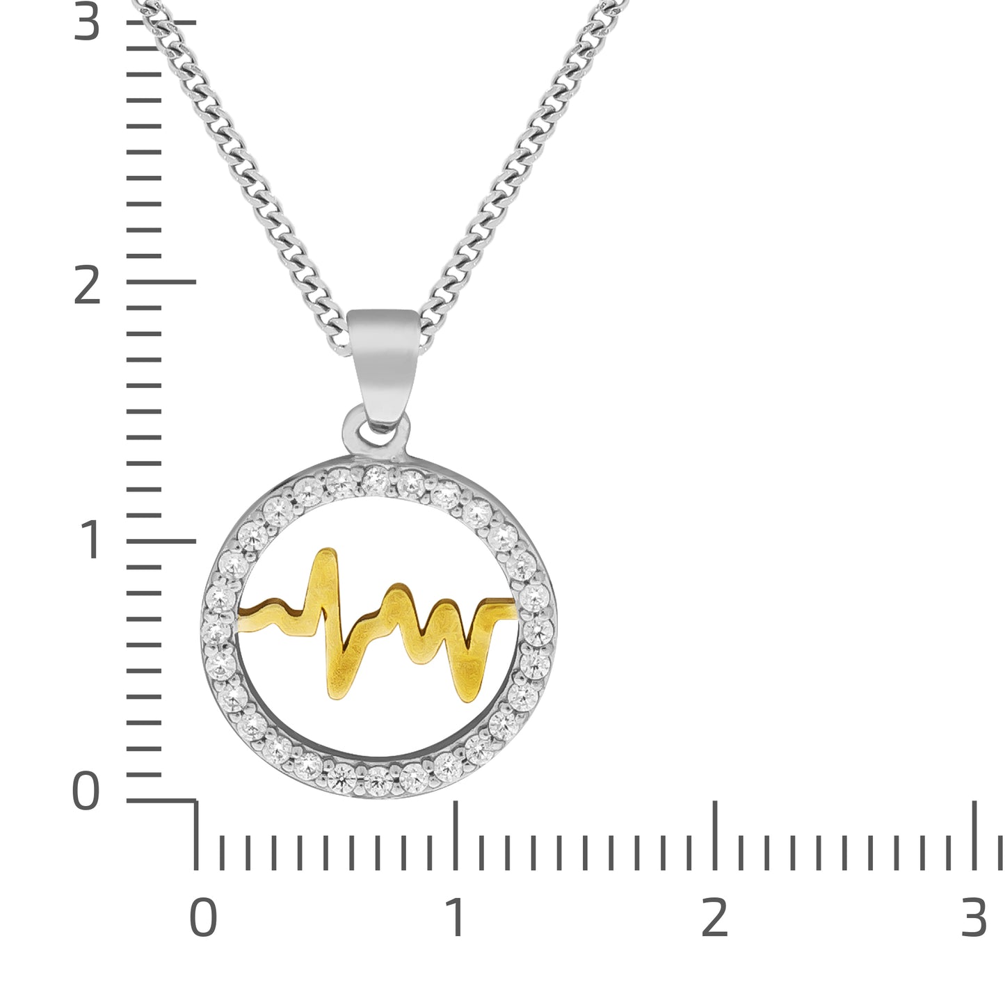 Anhänger mit Kette Panzerkette 925/- Sterling Silber rhodiniert 45cm Zirkonia