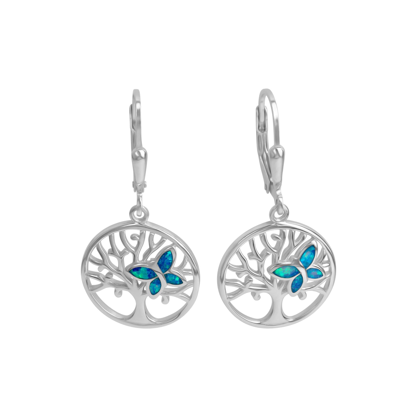 Ohrhänger 925/- Sterling Silber rhodiniert 3,3cm synth. Opal