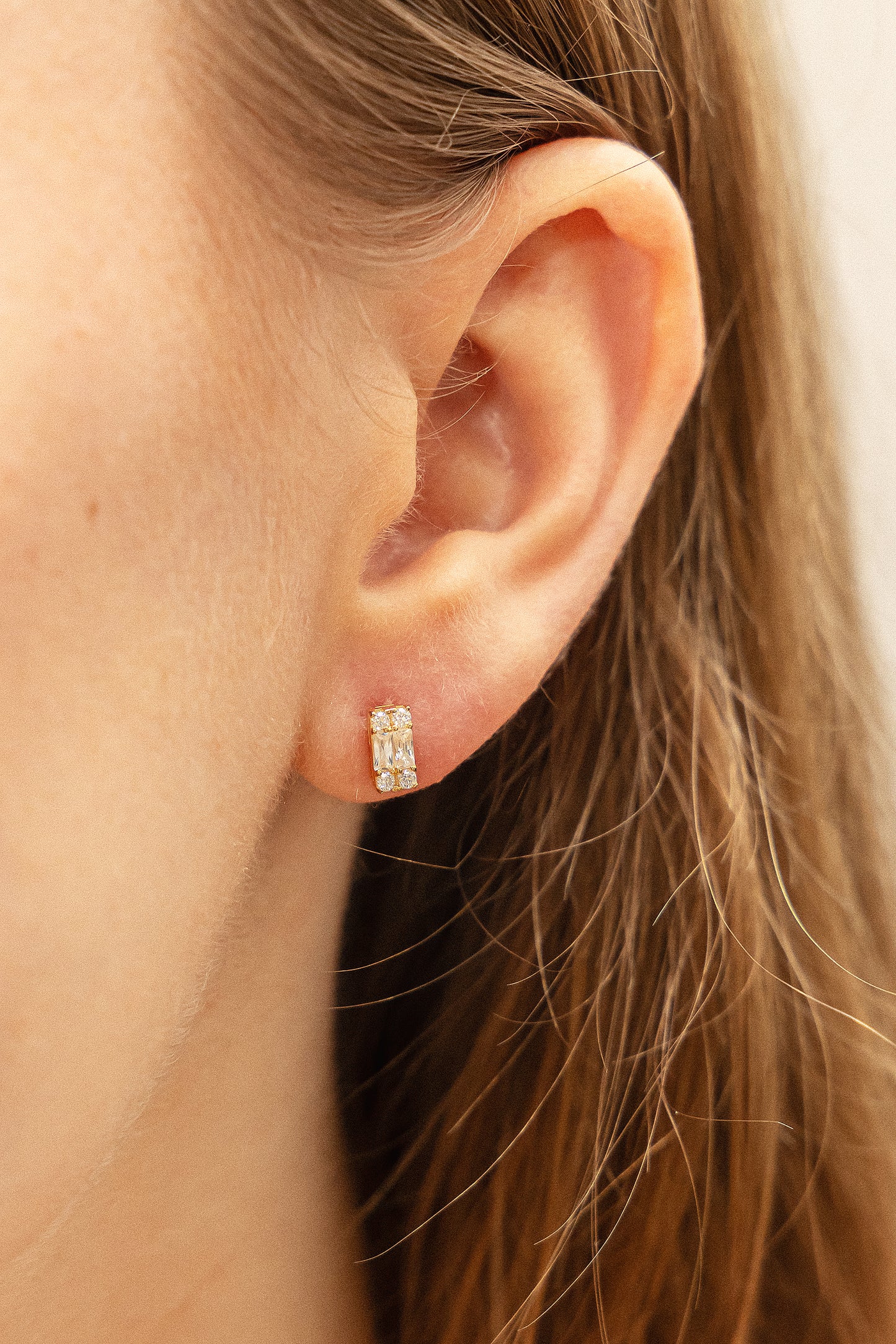 cai Ohrstecker 925/- Sterling Silber vergoldet 0,5cm Zirkonia