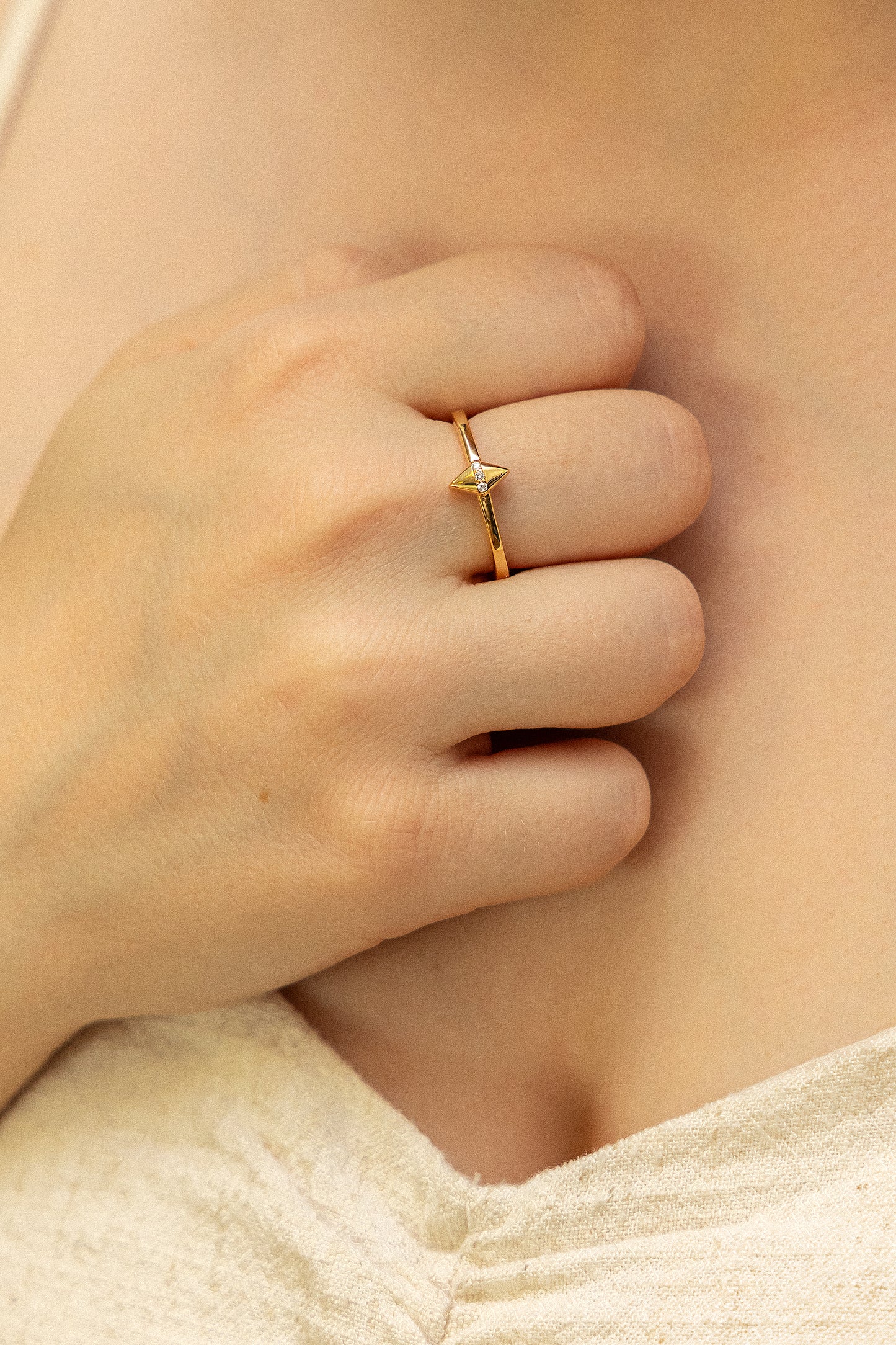 cai Ring 925/- Sterling Silber vergoldet Zirkonia