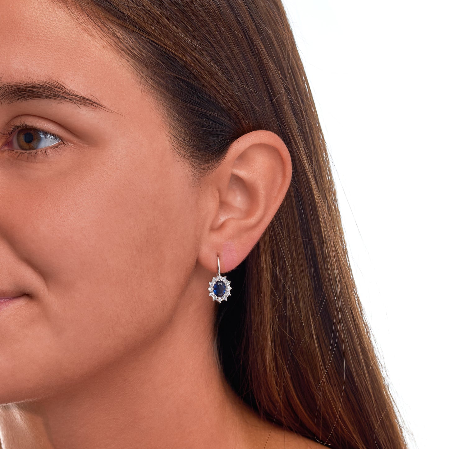 Ohrringe 925/- Sterling Silber rhodiniert 1,7cm Glasstein