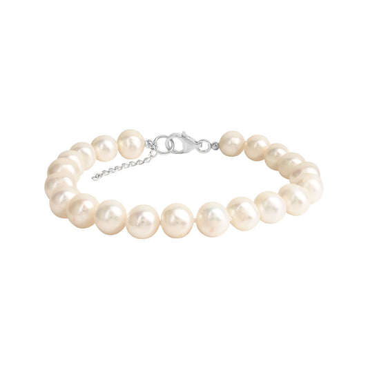 Armband Perlenarmband 925/- Sterling Silber rhodiniert 22,0cm Perle