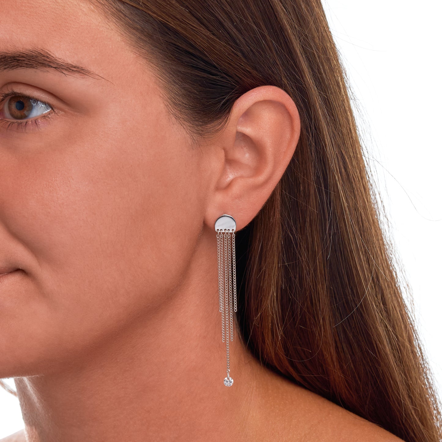 Ohrringe 925/- Sterling Silber rhodiniert 7,0cm Zirkonia