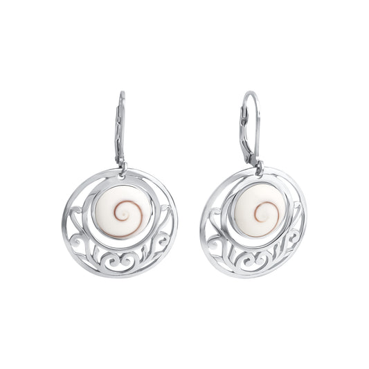 Ohrhänger 925/- Sterling Silber rhodiniert 3,7cm Muschel