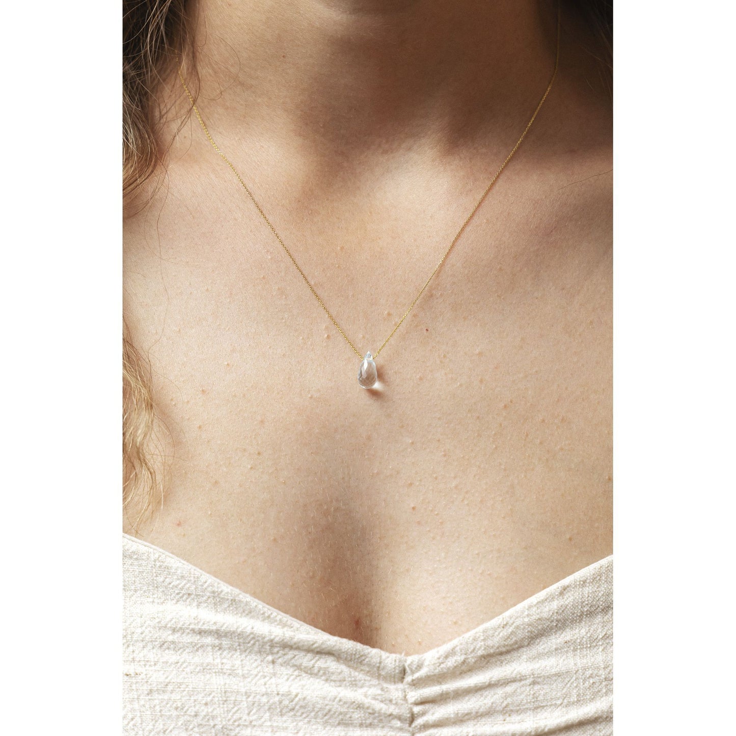 Anhänger mit Kette 375 Gold sky Blautopas Ankerkette 375/- Gold 45,0cm Blautopas beh.