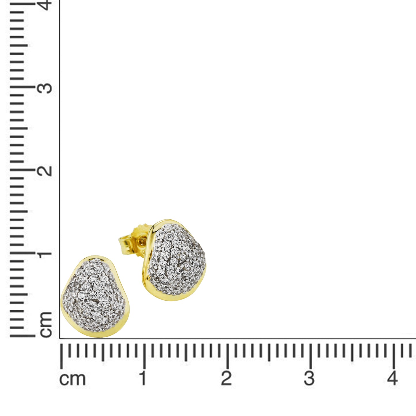 Ohrringe 333/- Gold rhodiniert (teil) 1,0cm Zirkonia