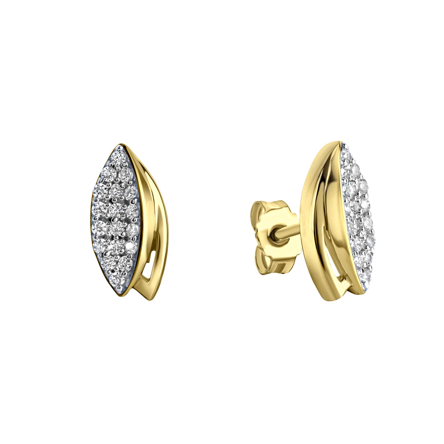 Ohrringe 375/- Gold rhodiniert (teil) 1,1cm Zirkonia