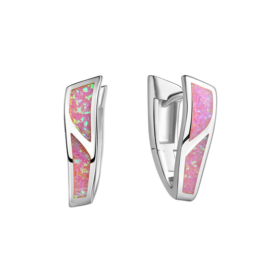 Klappcreolen 925/- Sterling Silber rhodiniert 1,8cm synth. Opal