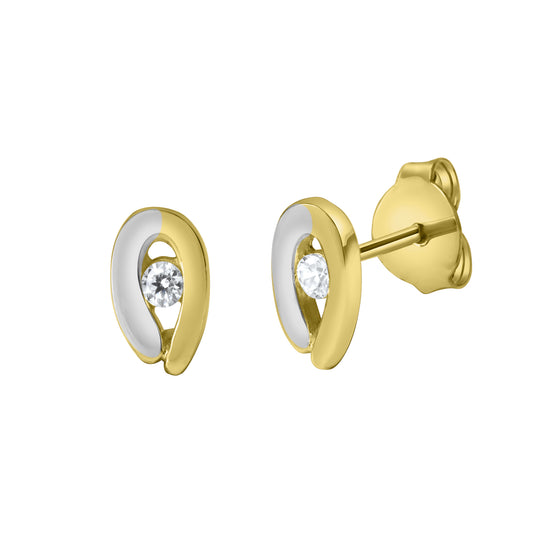 Ohrstecker 375/- Gold rhodiniert (teil) 0,7cm Zirkonia