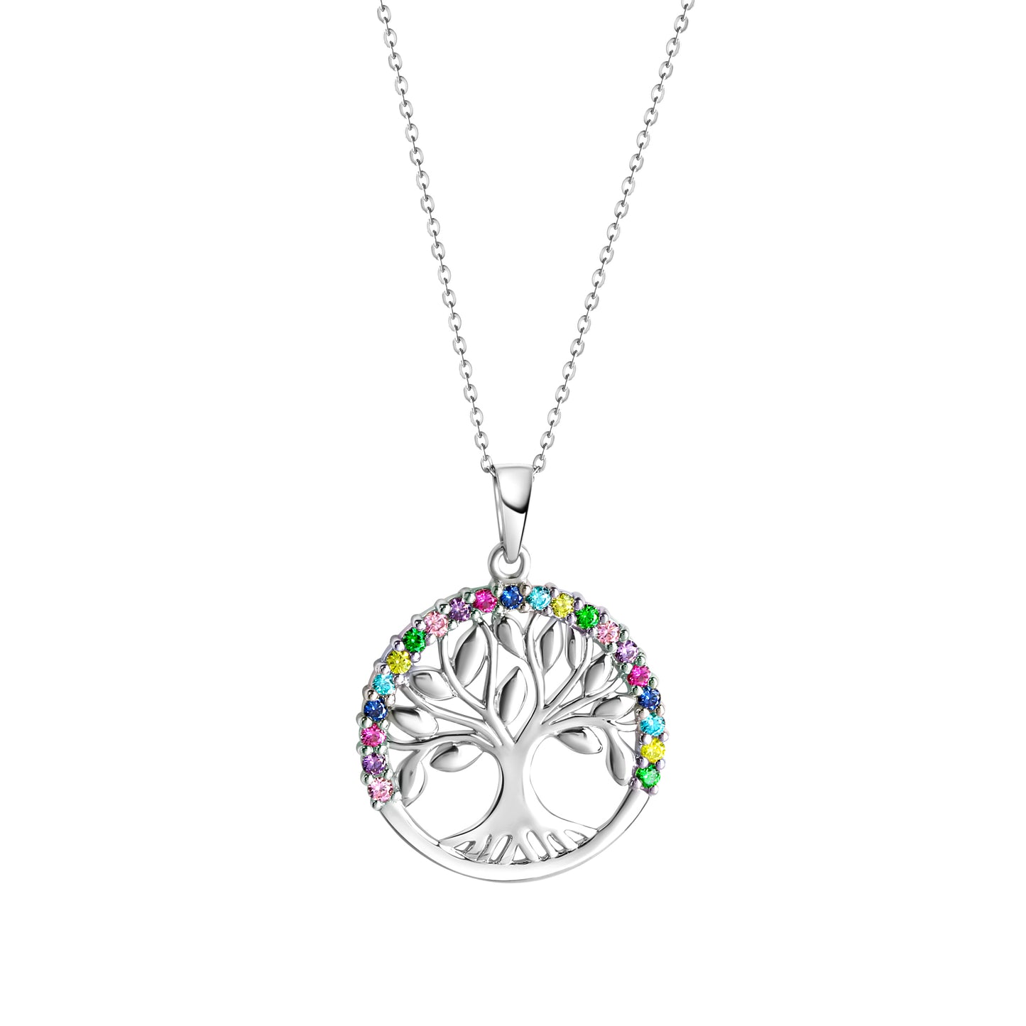 Halskette Ankerkette 925/- Sterling Silber rhodiniert 45,0cm Zirkonia
