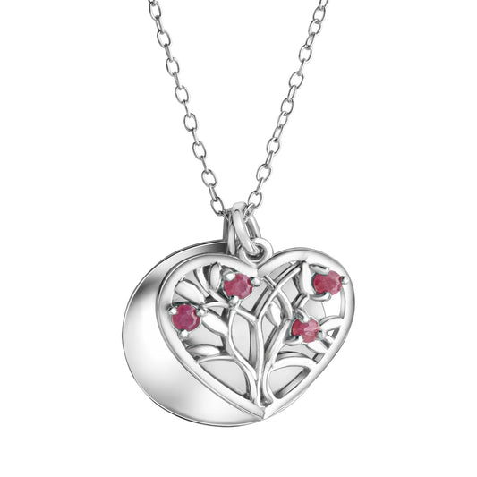 Anhänger mit Kette Ankerkette 925/- Sterling Silber rhodiniert 45,0cm Rubin