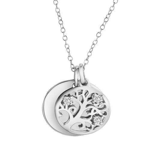 Anhänger mit Kette Ankerkette 925/- Sterling Silber rhodiniert 45,0cm Zirkonia