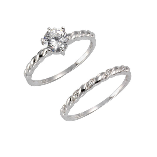 Ring Set 925/- Sterling Silber rhodiniert Zirkonia