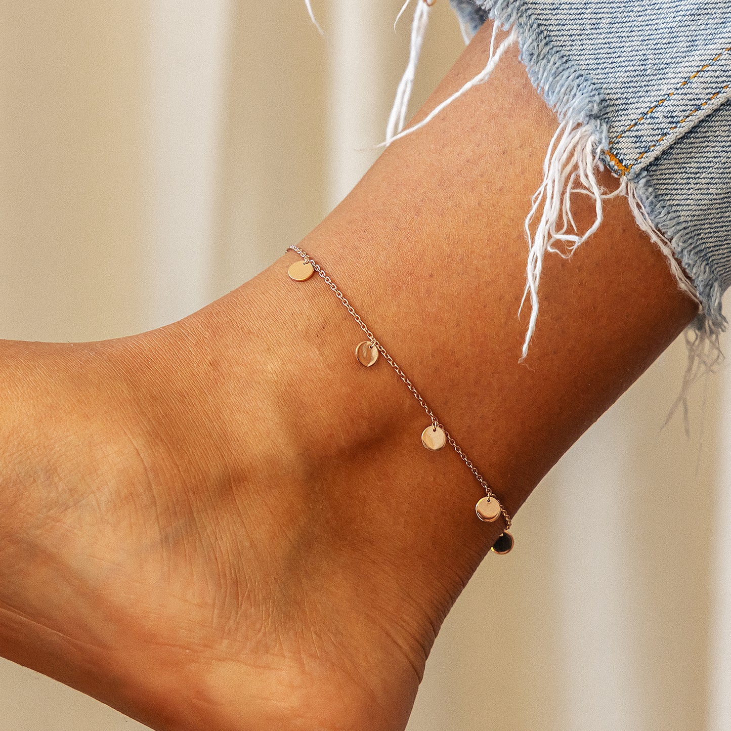 cai Fußkette Panzerkette 925/- Sterling Silber rotvergoldet 25,0cm ohne