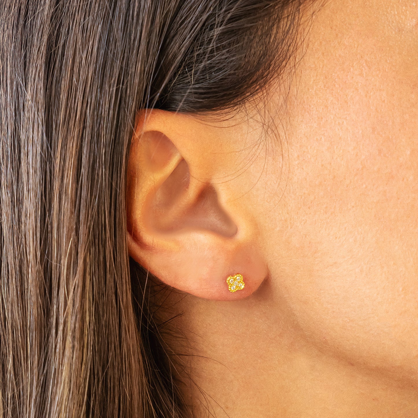 cai Ohrstecker 925/- Sterling Silber vergoldet 0,8cm Zirkonia