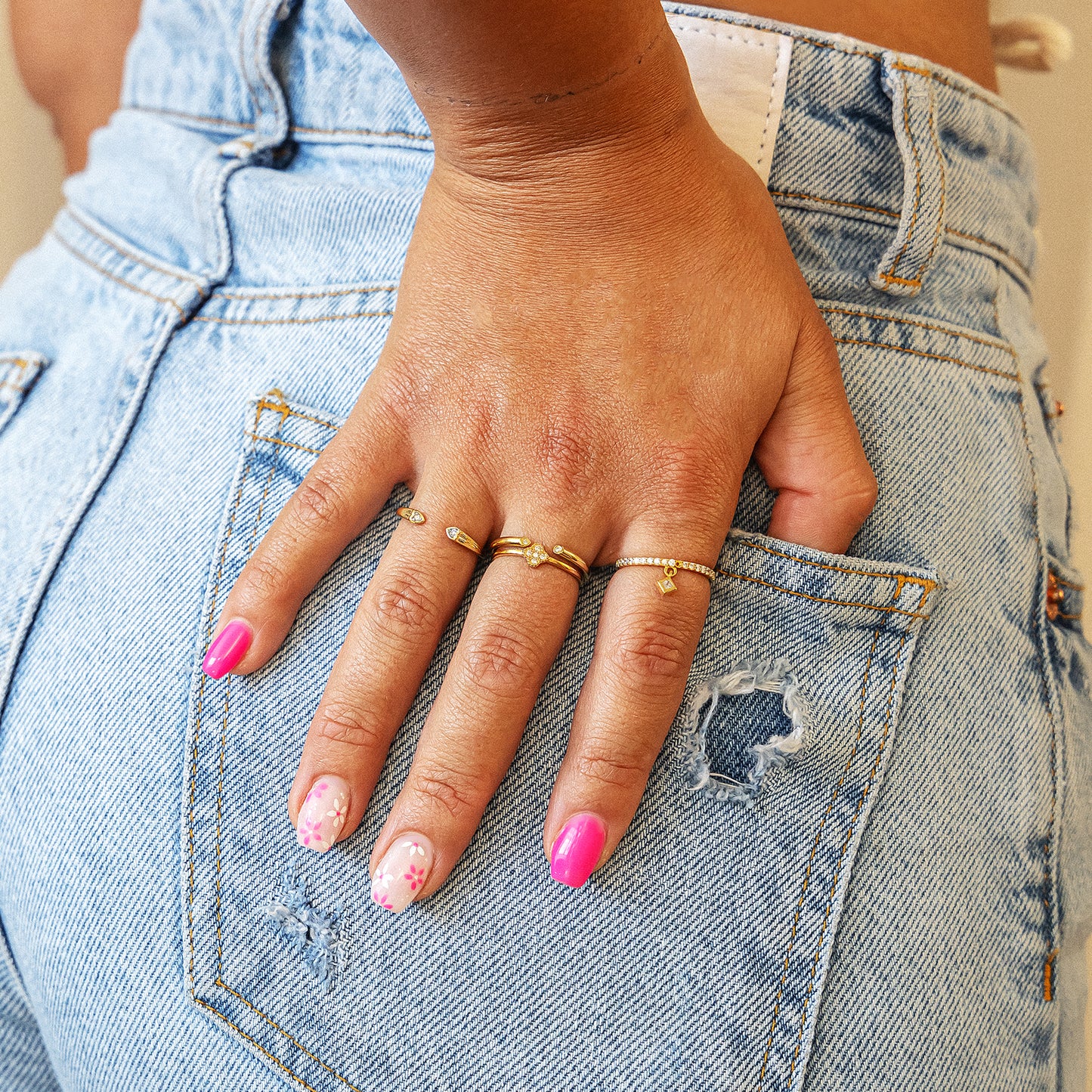 cai Ring 925/- Sterling Silber vergoldet Zirkonia