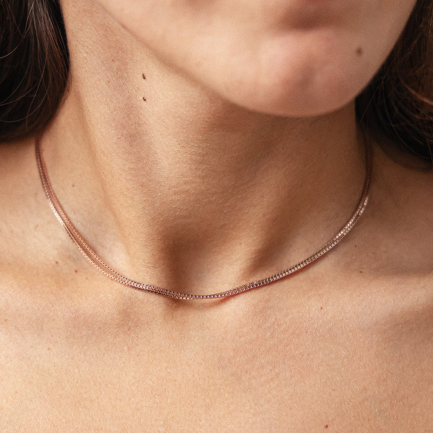 cai Collier Choker Venezianerkette 925/- Sterling Silber rotvergoldet 37cm ohne Stein