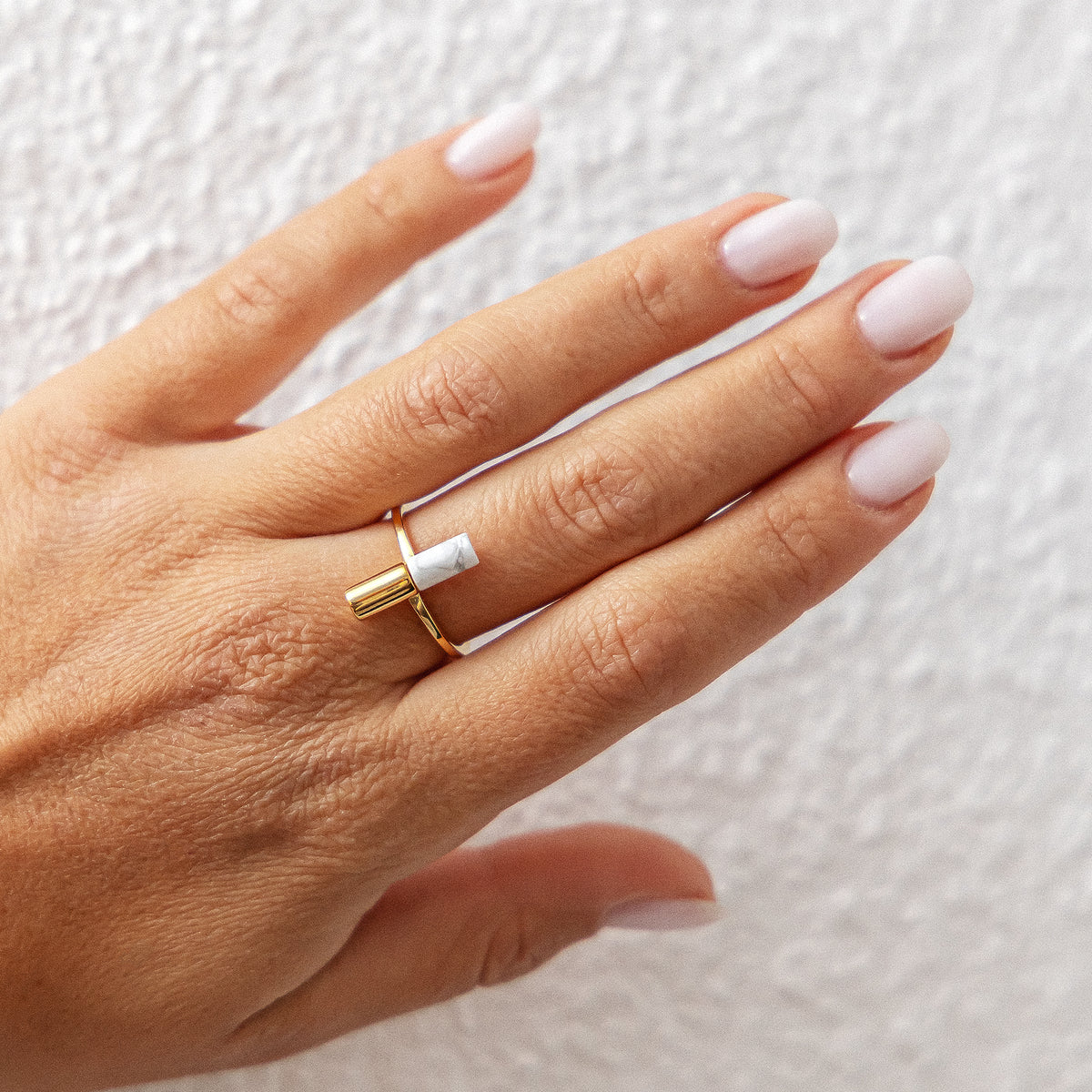 cai Ring 925/- Sterling Silber vergoldet Howlith