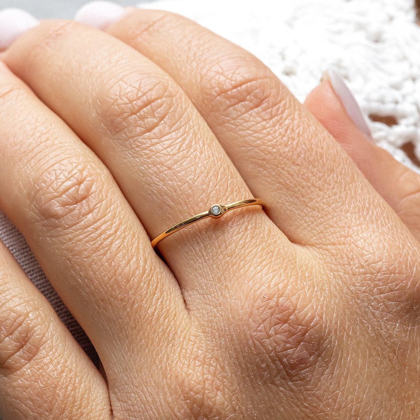 cai Ring 925/- Sterling Silber vergoldet Zirkonia