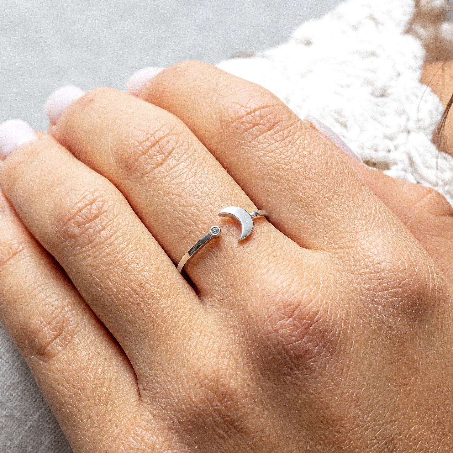 cai Ring 925/- Sterling Silber rhodiniert Zirkonia