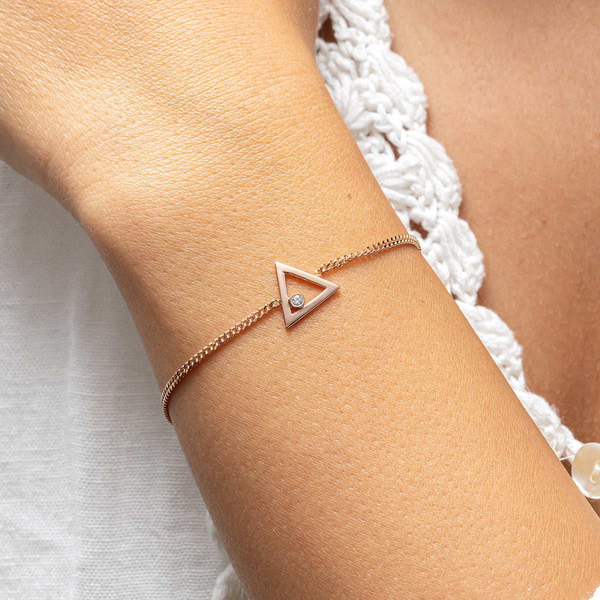 cai Armband Flachpanzerkette 925/- Sterling Silber rotvergoldet 19,0cm Zirkonia