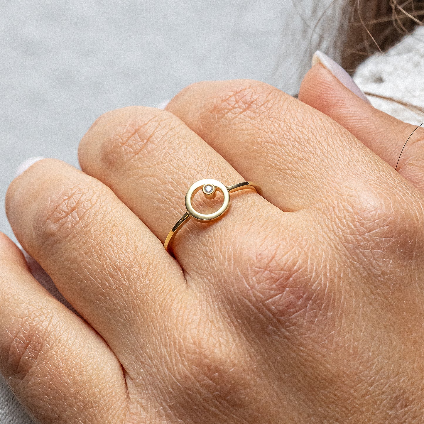 cai Ring 925/- Sterling Silber vergoldet Zirkonia