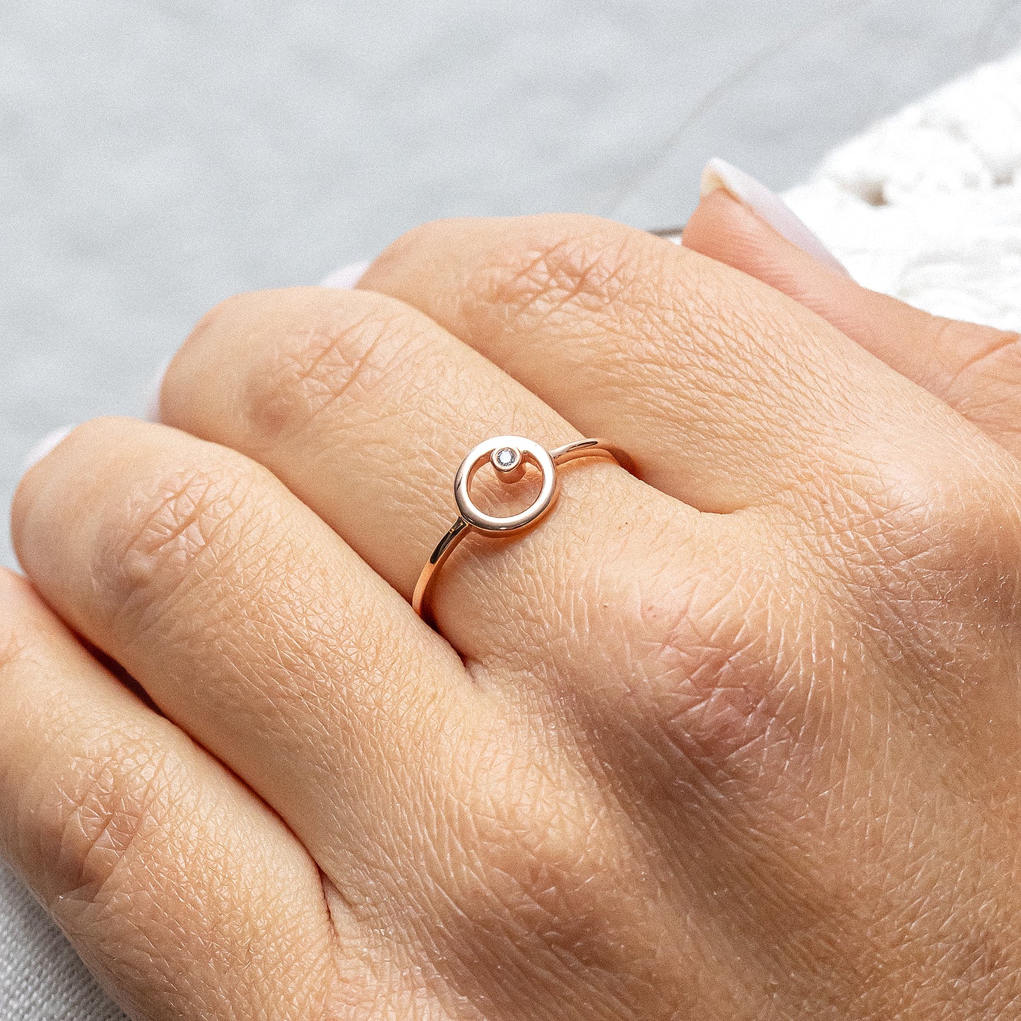 cai Ring 925/- Sterling Silber rotvergoldet Zirkonia