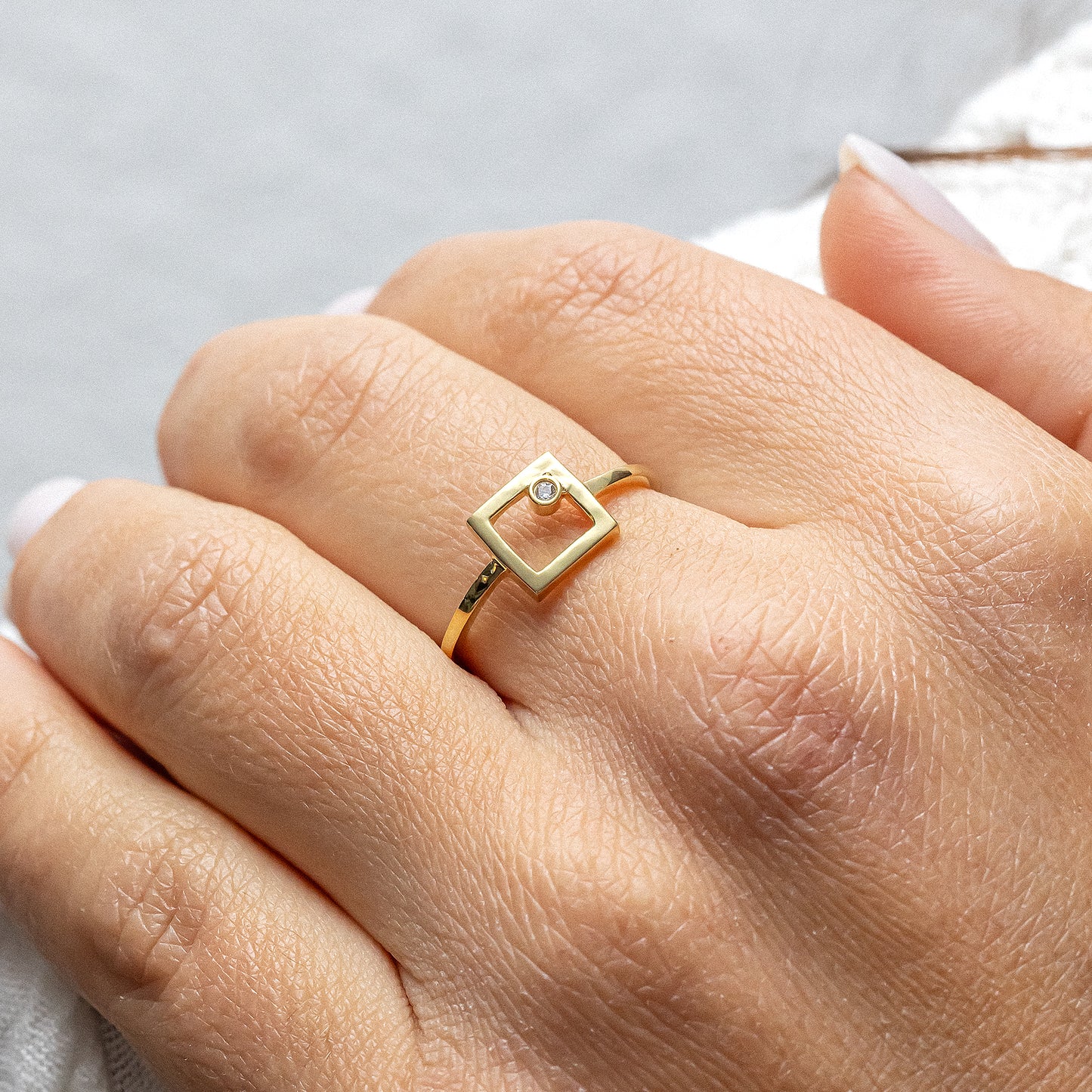 cai Ring 925/- Sterling Silber vergoldet Zirkonia