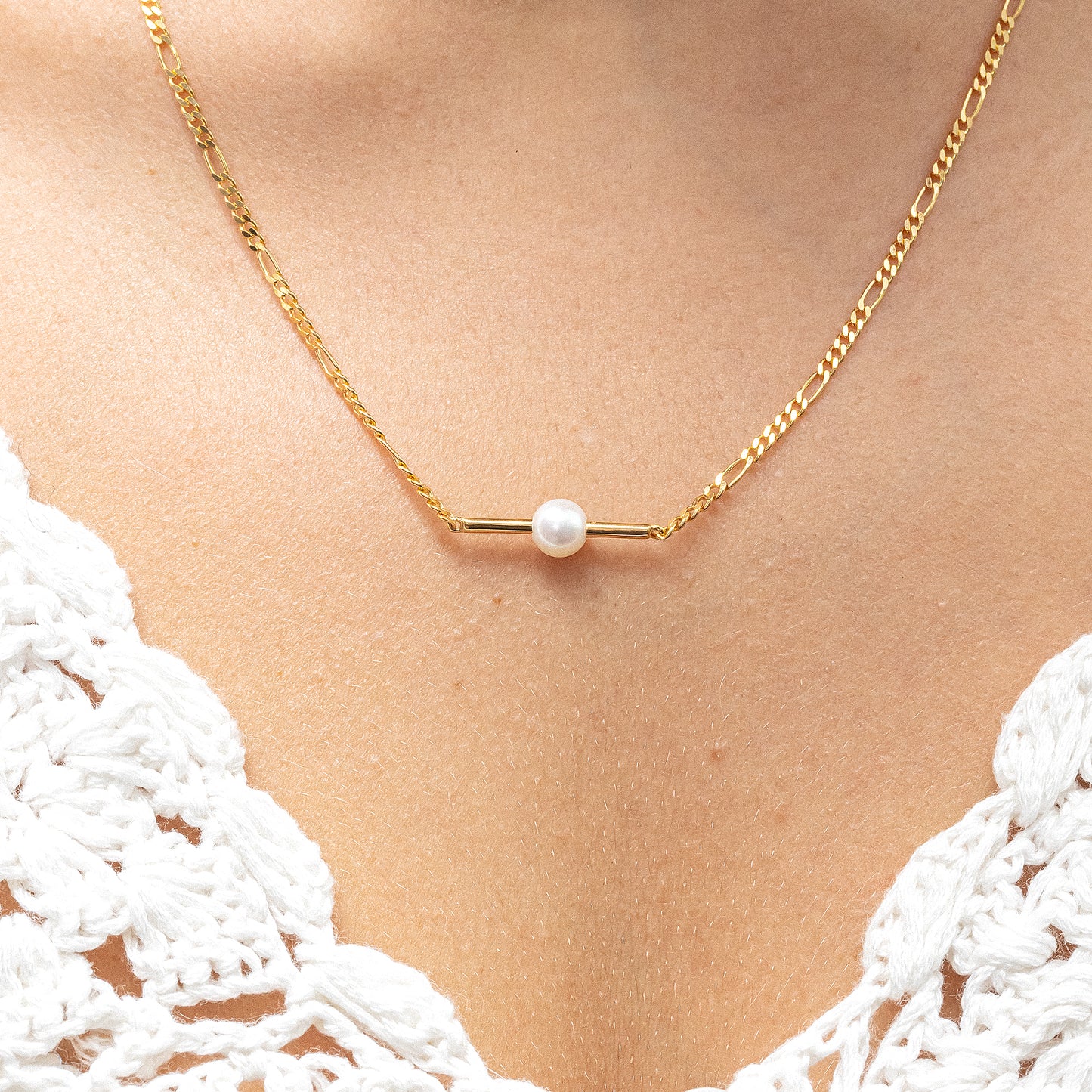 cai Collier Figarokette 925/- Sterling Silber vergoldet 45,0cm Süßwasserzuchtperle